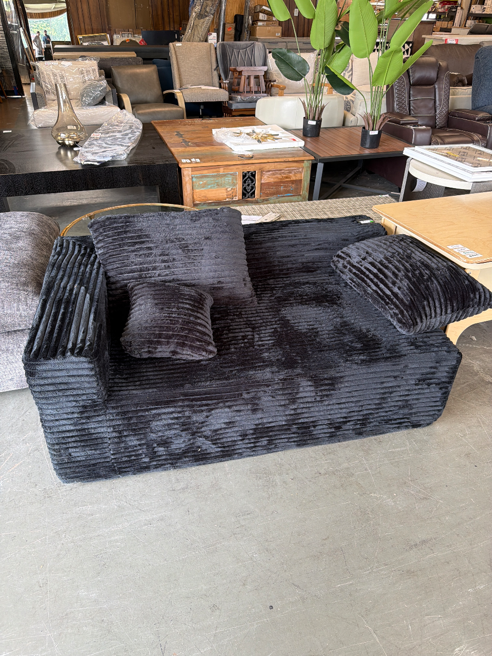 Black Corduroy Loveseat โ image 1