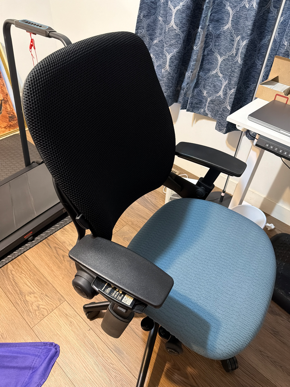 Ergonomic Office Chair with Black Mesh Back and Blue Seat โ image 1