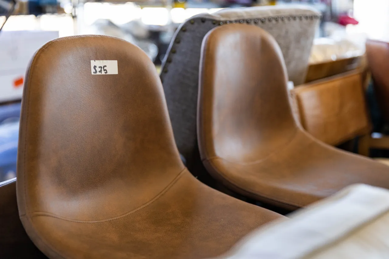 Brown Faux Leather Dining Chair โ image 1