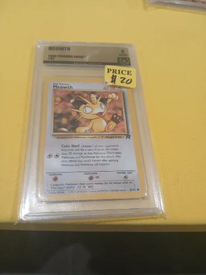 Meowth #62 Graded  8 Pokemon Card