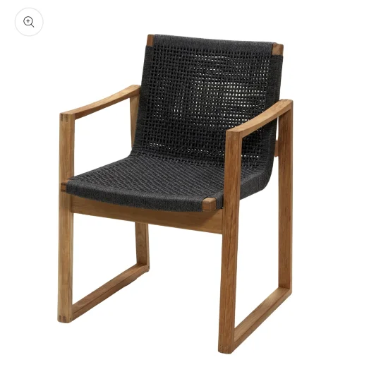 Endless Dining Chair in Dark Grey Soft Rope with Teak Legs (Set of 2)