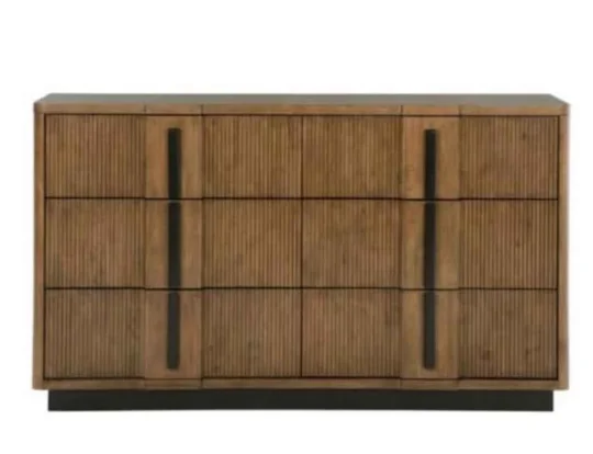 Reon Ash Brown Black 6-Drawer Dresser 38" H x 65.5" W x 19" D