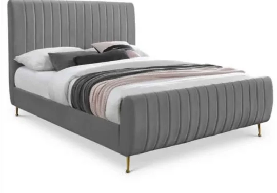Meridian Furniture Zara Grey Velvet King Bed