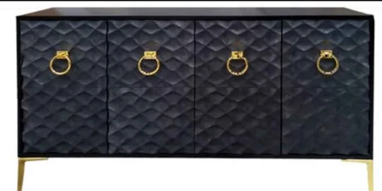 Wood Console Cabinet - Black and Gold, 65"W x 16"D x 35"H