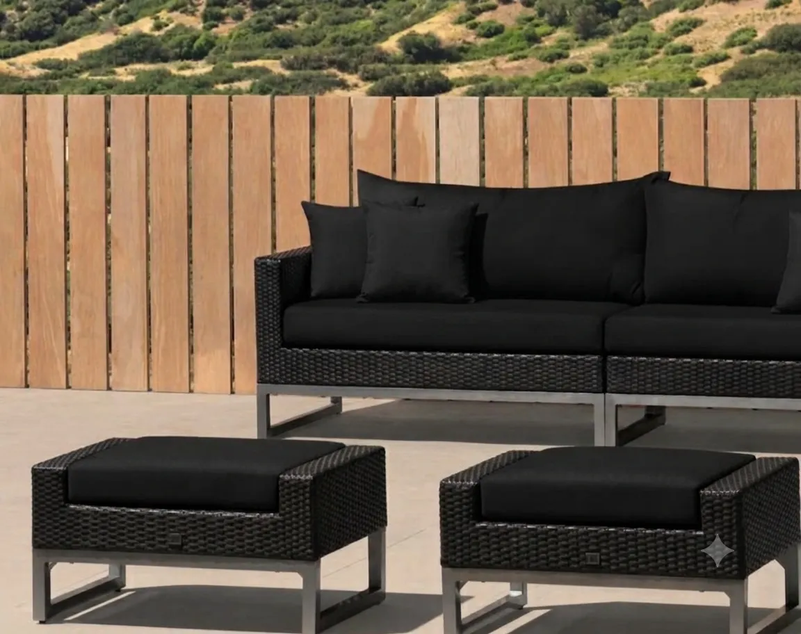 Milo Espresso 78in Sofa & 2 Sunbrella Outdoor Ottomans - Black (3-piece set) โ image 1