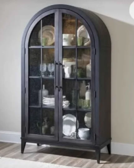 Artisan's Place Arch Display Cabinet with Seeded Glass Doors and Lighting