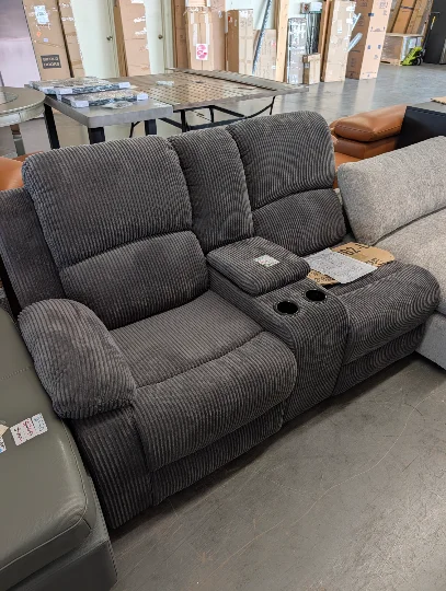 61" Gray Corduroy Reclining Loveseat Sectional Piece - Left Arm Facing