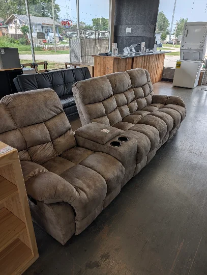 120" Manual Reclining 2-Piece Sofa Set with Storage Console & Cup Holders