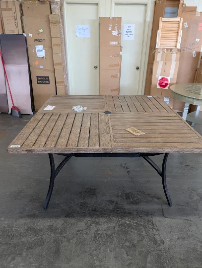 Modern Square Outdoor Patio Dining Table - Gray Slatted Top 60"x30"