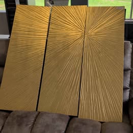 3-Piece Gold Textured Wall Art Set - Sunburst Triptych 45"x45" โ image 1